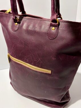 Sseko Designs Leather Convertible Tote in Brambleberry Purple